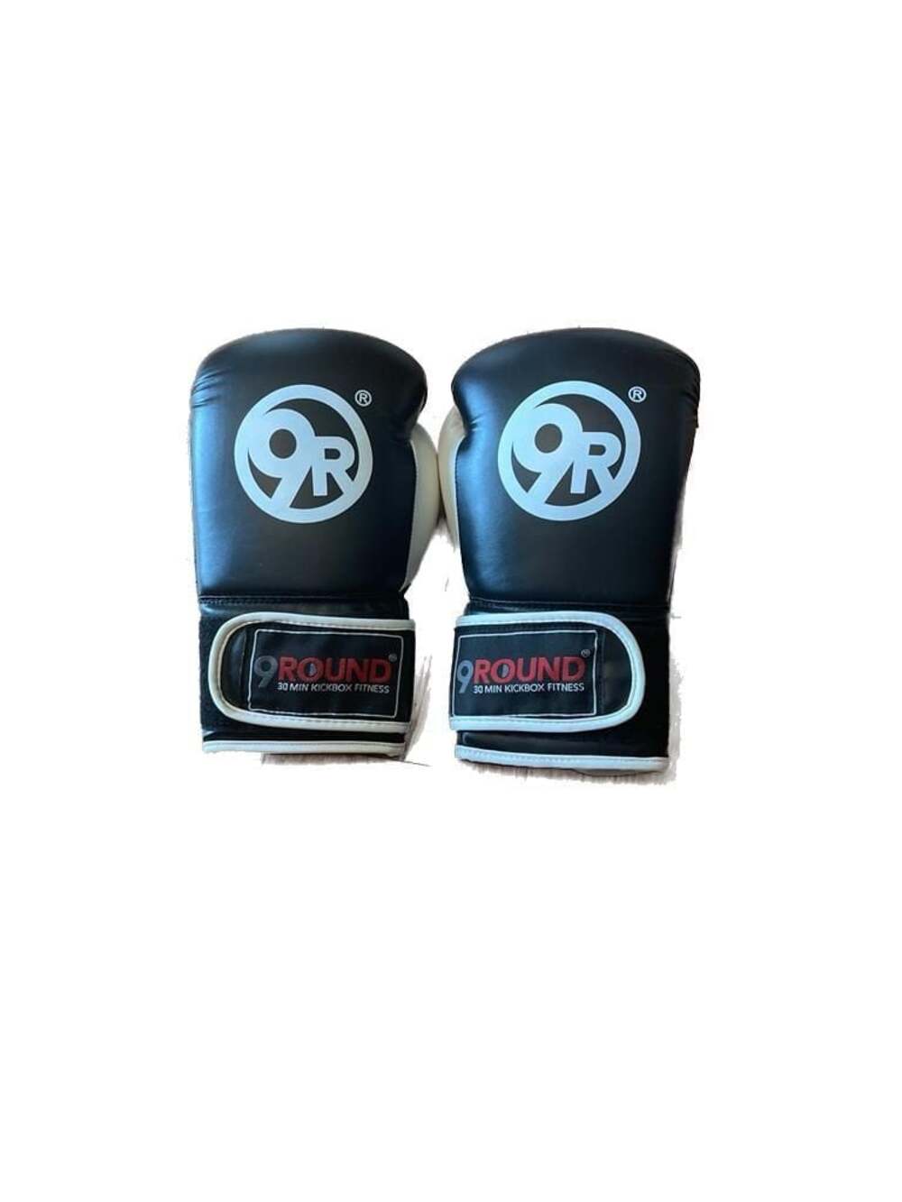 9Round 30 Min Kickbox Fitness Boxing Gloves Black White Sparing Gloves EUC